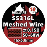 Hellvape Mesh Wire Ss316 0.15Ohm (10Pk) Prebuilt Coil